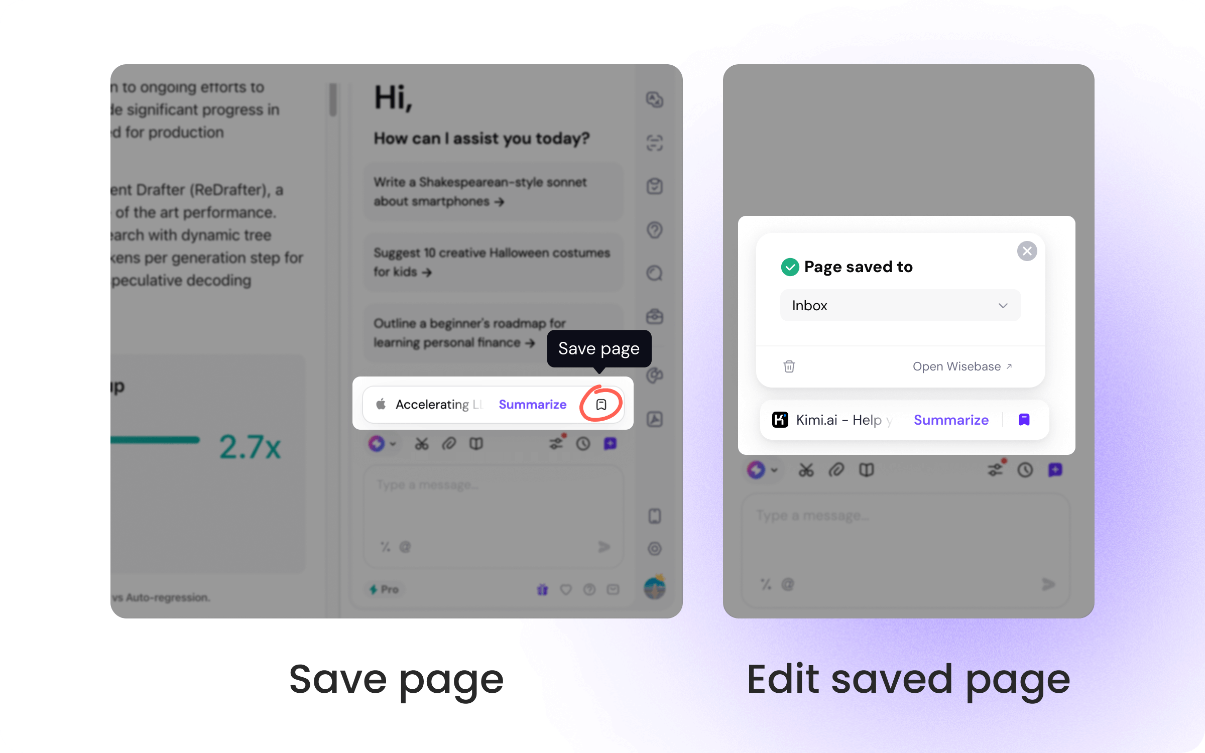 Save page via sidebar
